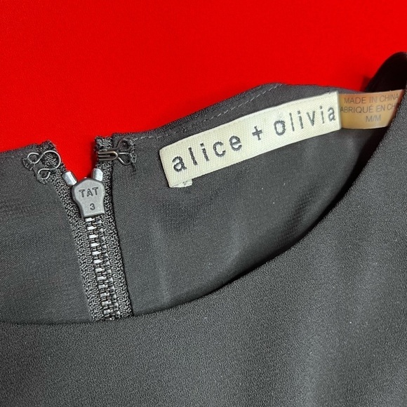 Alice + Olivia Color Block Black and Red Sleeveless Shift Dress Size Medium - Picture 7 of 9